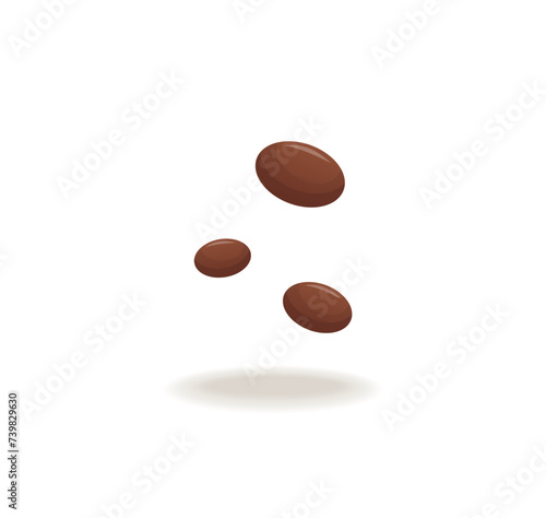 Cake of colorful set. This illustration skillfully depict a delectable chocolate drop in a charming candy style against a pristine white background. Vector illustration.