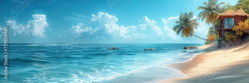 Beach Cabana Summer Abstract Background, Banner Image For Website, Background, Desktop Wallpaper