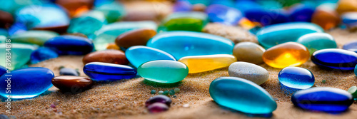 beautiful blue stones on the seashore. Selective focus. photo