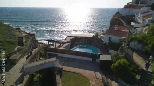 Aerial view of the Azenhas do Mar from land to ocean photo