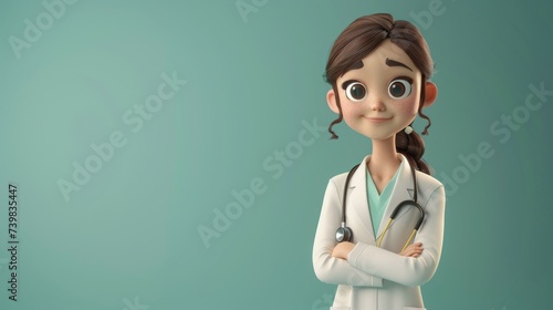 Cartoon character Doctor on isolated background, medical staff, nurse with stethoscope and in uniform photo