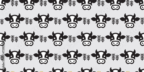 Cows illustration background. Seamless pattern. Vector. 牛のイラストパターン
