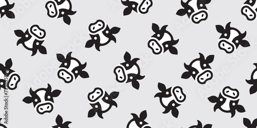 Cows illustration background. Seamless pattern. Vector. 牛のイラストパターン