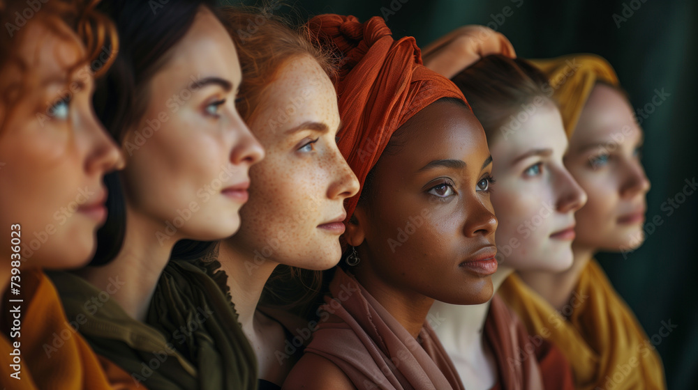 Diverse group of beautiful women from different races come together to create a diversity, strength and joy. Diverse group of beautiful women from different races come together to create a diversity, strength and joy.