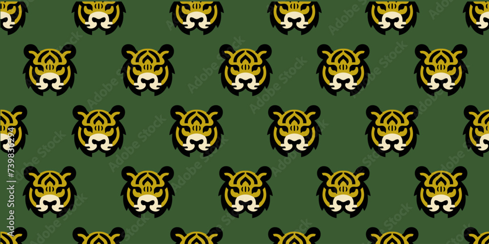 Tiger illustration background. Seamless pattern. Vector. 虎のイラストパターン Tiger illustration background. Seamless pattern. Vector. 虎のイラストパターン