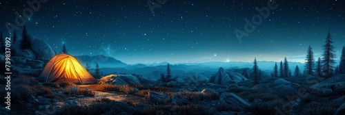 Camping in the forest, Banner Image For Website, Background Pattern Seamless, Desktop Wallpaper