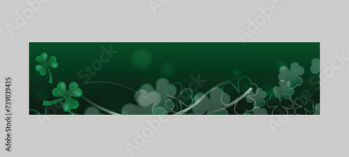 Gradient saint patrick day with bokeh clover leaf horizontal banner design