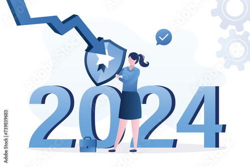 Protection and prevention from attack of economic crisis in 2024. Overcoming business problems in 2024 year. Troubles solving.