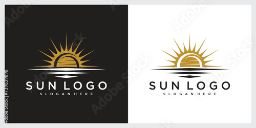 Sun logo design vector template Icon symbol Illustration