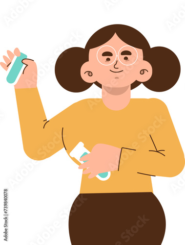 Scientist Women Taking Charge of Microbiological Discovery with Test Tube in Hand, International Day of Women and Girls in Science