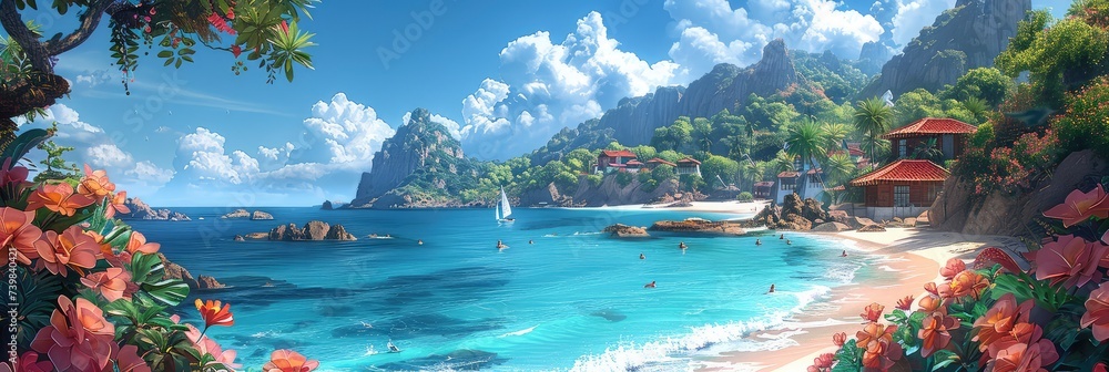 Oceanfront Resort Summer Abstract , Banner Image For Website, Background, Desktop Wallpaper