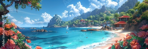 Oceanfront Resort Summer Abstract , Banner Image For Website, Background, Desktop Wallpaper
