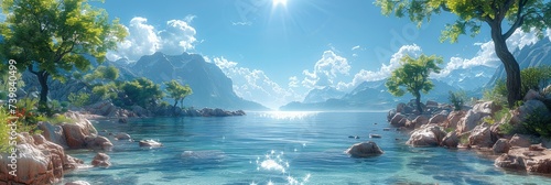 Oceanfront Sanctuary Summer Abstract , Banner Image For Website, Background, Desktop Wallpaper