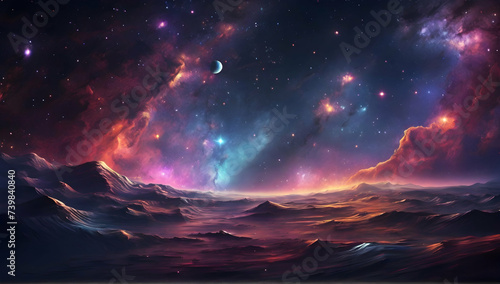Beautiful cosmic background wallpaper Illustration. © EPDICAY