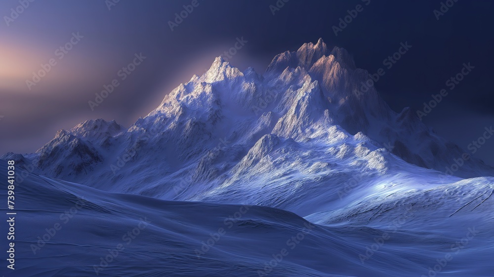 beautiful snow cap rocky mountain with cold mist drifting around, winter background wallpaper,  Ai Generated