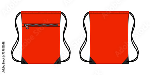 Drawstring bag, backpack vector template illustration
