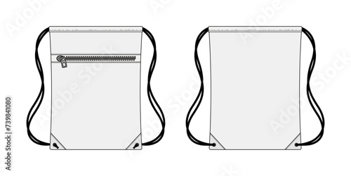 Drawstring bag, backpack vector template illustration