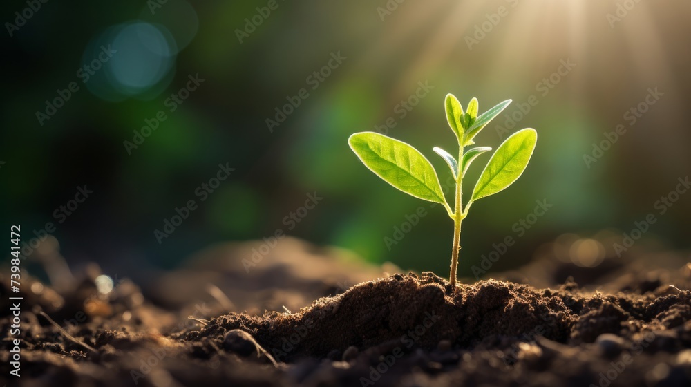 A small plant is knocked out of the soil. A small plant is knocked out of the soil.