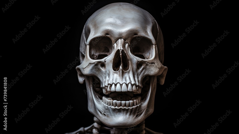 Photogenic Skeleton: Surprised Man Looking at Viewer in Isolated White Background