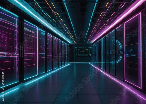 Data Center Corridors of High-Tech Servers