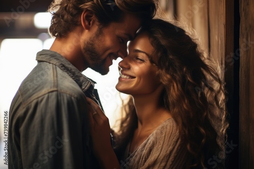 Young Couple Hugging in Isolated Portrait. Happy and Beautiful Love of Two People Showing Human