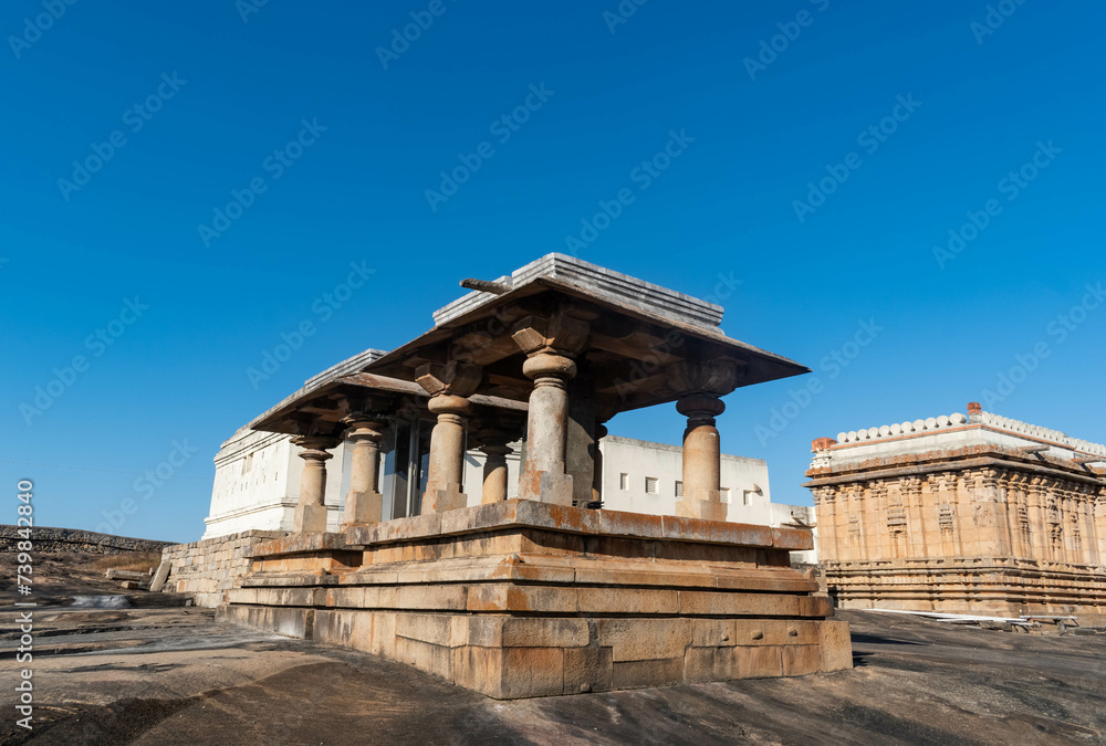 Ancient Chandragupta Basadi Jain Temple at Shravanabelagola, India on a Sunny Day