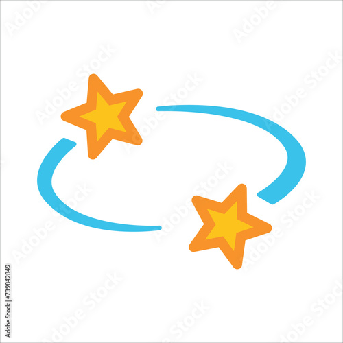 Dizzy vector icon. Isolated cartoon-styled representation of dizziness. Squeans, stylized stars and circles over the heads of characters in comics and animation. Shooting Star sign sign