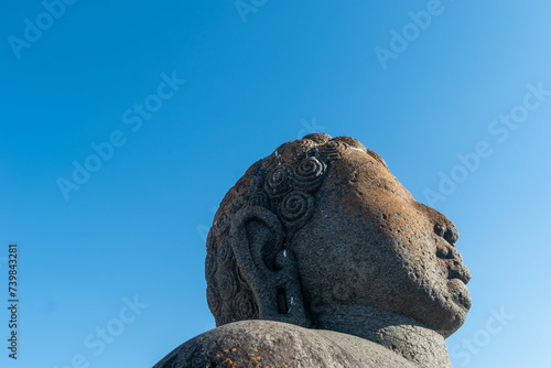 Majestic Statue of Gommateshwara at Shravanabelagola Under Clear Blue Sky photo