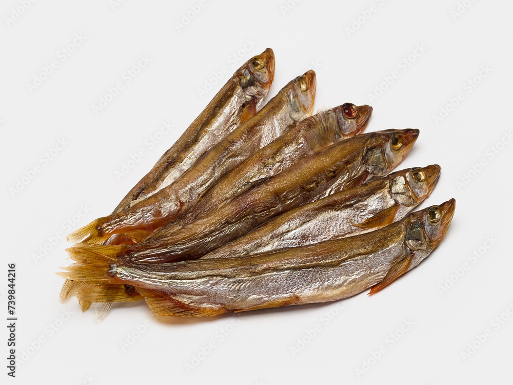 cold smoked smelt isolate on a white background cold smoked smelt isolate on a white background