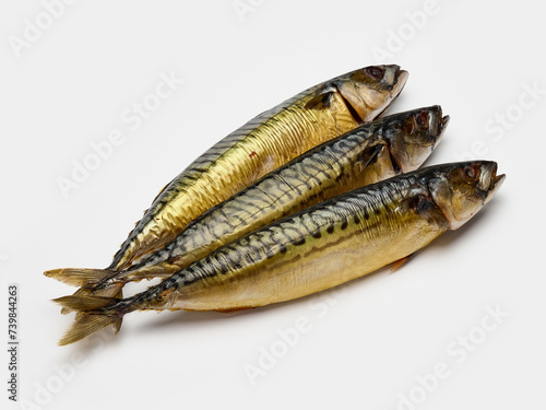 royal mackerel cold smoked layer isolate on a white background