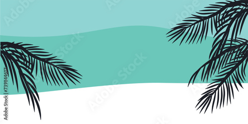 Minimal summer exotic concept with copy space. Palm tree against the sky. Vector ıllustratıon.