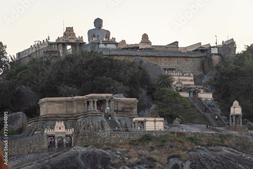 Majestic Gommateshwara Statue Overlooking Shravanabelagola at Dusk