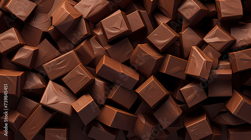 Milk chocolate bars background, top view of many chocolate bars