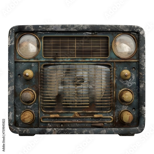old radio isolated on white