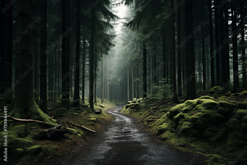 Obraz premium Green forest environment. Beautiful Forest