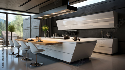  White and grey modern kitchen. AI © AL