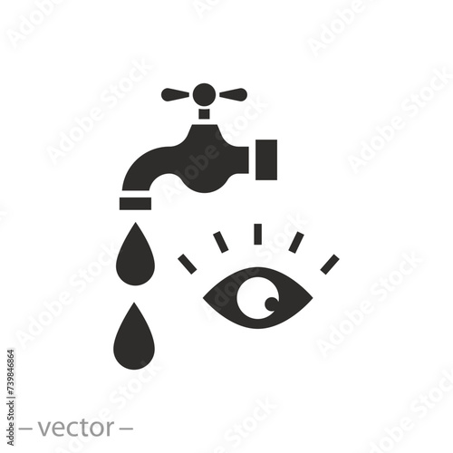 rinse eyes with clean water icon, eye wash, first aid, flat symbol - vector illustration