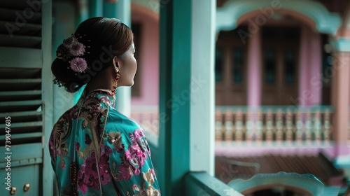 a woman , girl, dressed in a traditional, fashion, festival and colorful dress © Nouman Ashraf
