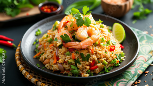 Thai Fried Rice with Seafood Toppings