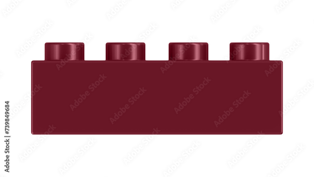 Cabernet Block Isolated on a White Background. Close Up View of a Plastic Children Game Brick for Constructors, Front View. High Quality 3D Rendering with a Work Path. 8K Ultra HD, 7680x4320 Cabernet Block Isolated on a White Background. Close Up View of a Plastic Children Game Brick for Constructors, Front View. High Quality 3D Rendering with a Work Path. 8K Ultra HD, 7680x4320