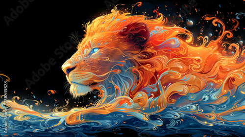 Head of an artistic stylized lion © Adrian Grosu