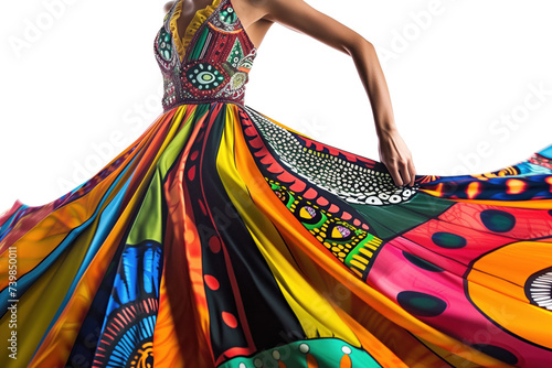 Exquisite Multicolored Maxi Dress with Vibrant Ethnic Prints and Flowing Hem