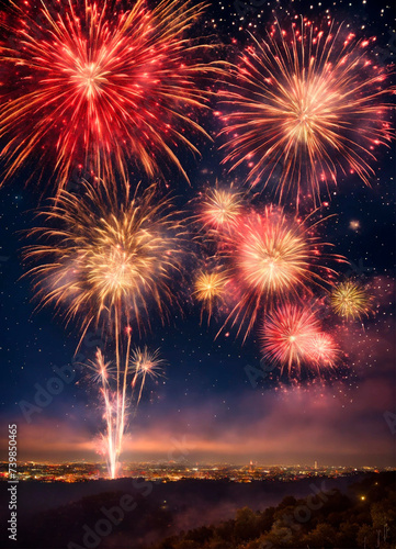 beautiful fireworks for the holiday. Selective focus. © yanadjan