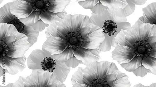 flowers in the style of art deco, simple pattern, on a pure white background photo