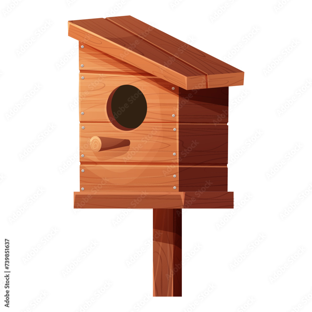 Wooden bird house, place for nest, empty decoration textured wood object isolated on white background. Springtime decoration, hanging home. Wooden bird house, place for nest, empty decoration textured wood object isolated on white background. Springtime decoration, hanging home.