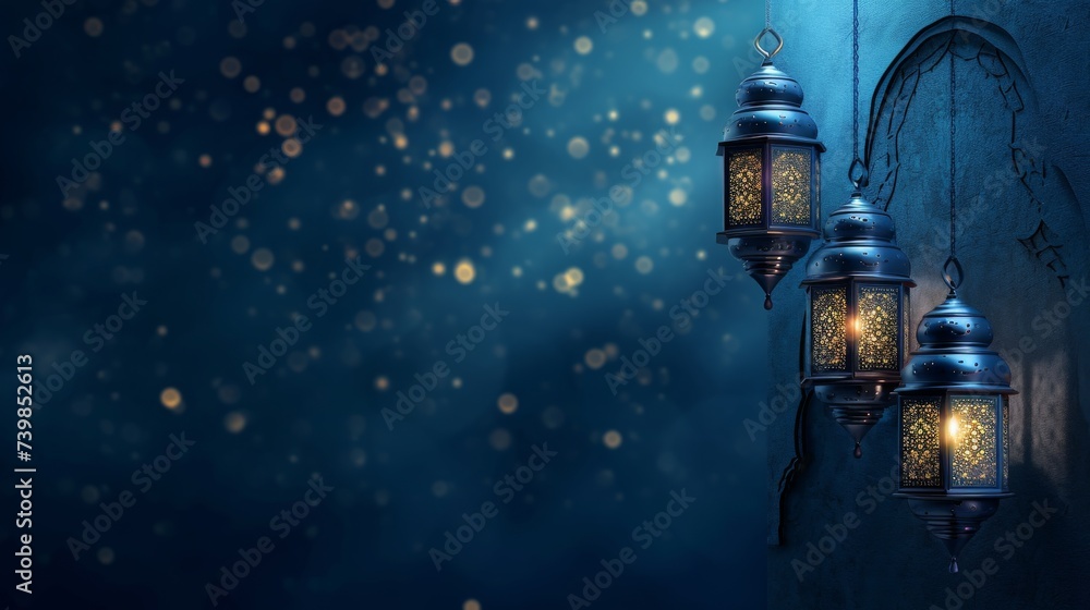 Fototapeta premium Ramadan decoration background with copy space 
