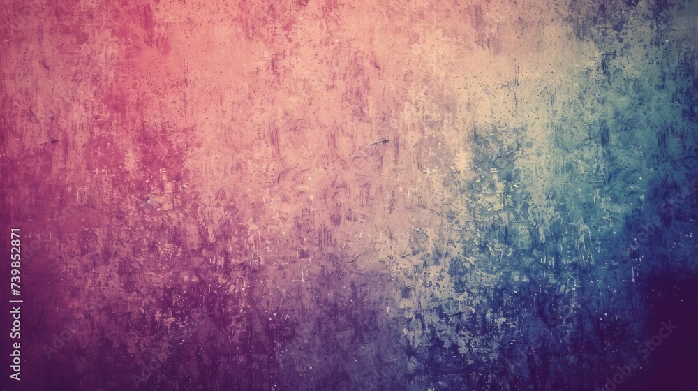 Textured gradient background with pink and blue hues.
