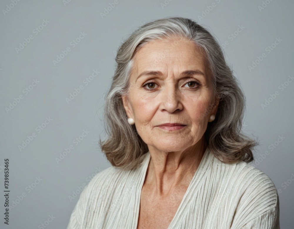 Minimalistic and stylish portrait of an elderly beautiful woman. AI generation Minimalistic and stylish portrait of an elderly beautiful woman. AI generation