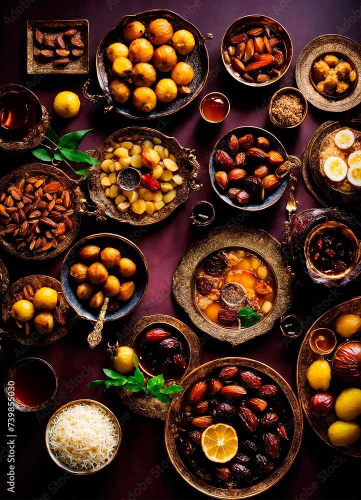 sweets dates and tea for Ramadan. Selective focus. sweets dates and tea for Ramadan. Selective focus.