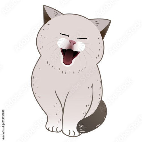 An illustration of a chubby cat sticking out its tongue while yawning

